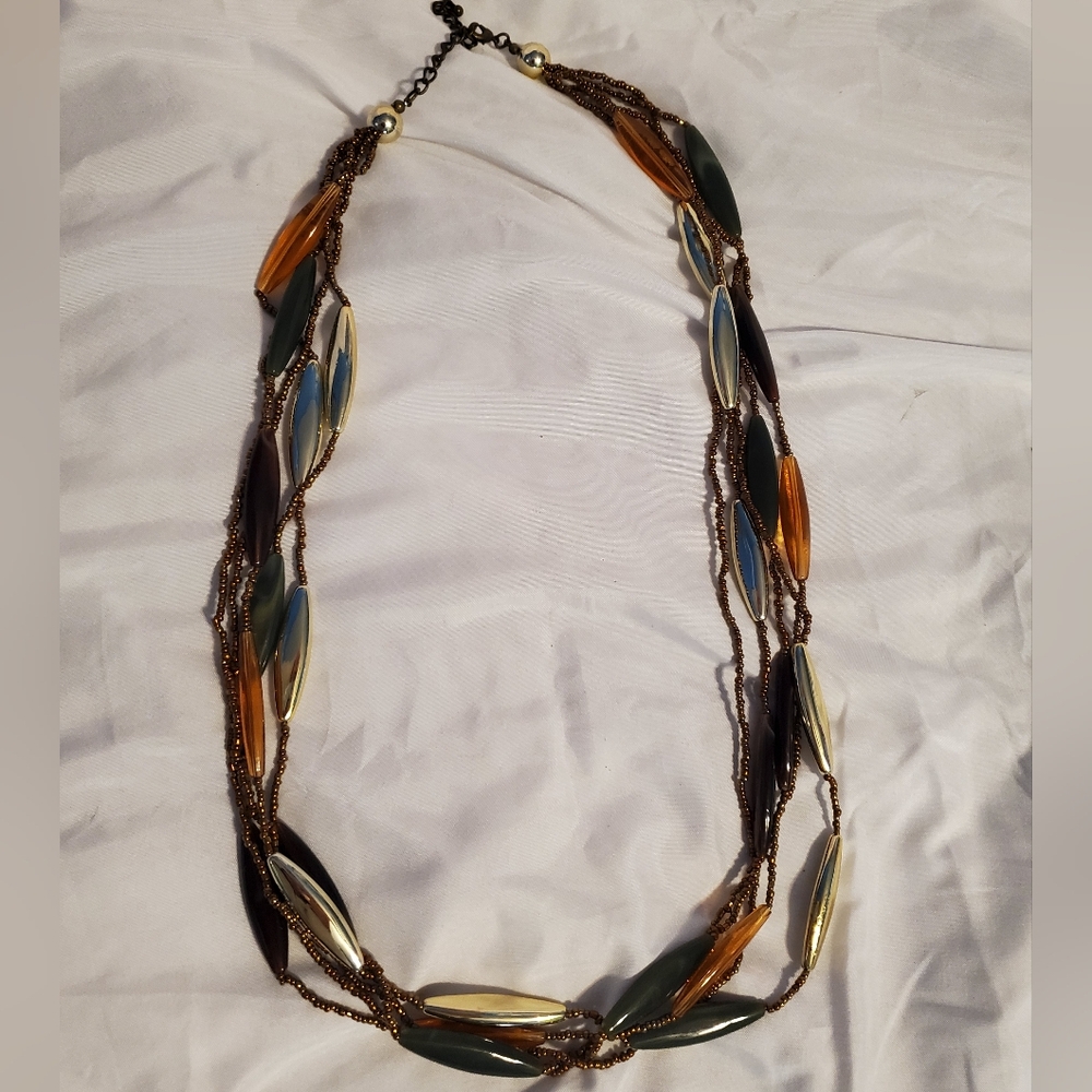 5 for $25 | Vintage Multi-Layered Light Earth Tone Necklace